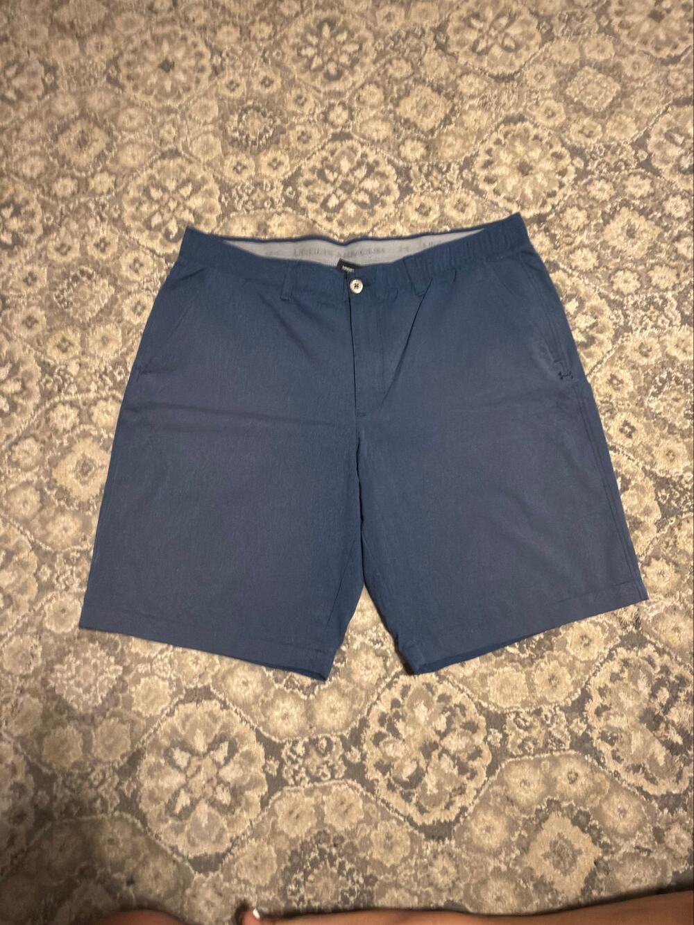 Under Armour Golf Shorts Mens 40 Navy Performance Stretch Flat Front 10 Inch